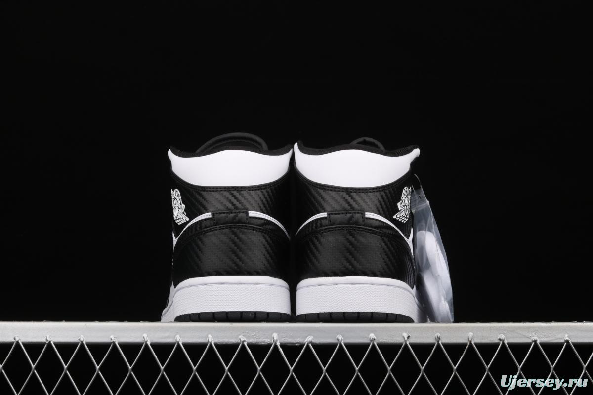 Air Jordan 1 Mid All-Star Bang all-Star Black and White lacquered Leather Leather Leisure Sport Board shoes DD1649-001