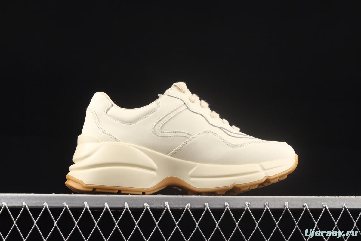 Gucci Rhyton Vintage Trainer Sneaker Gucci daddy 5D leather horn retro jogging daddy shoes DRW009522