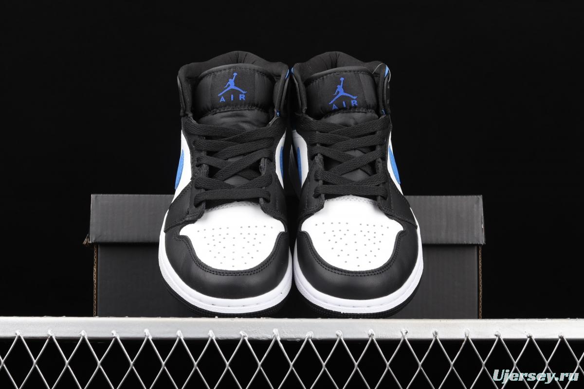 Air Jordan 1 Mid black, white and blue panda cultural basketball shoes 554725-140