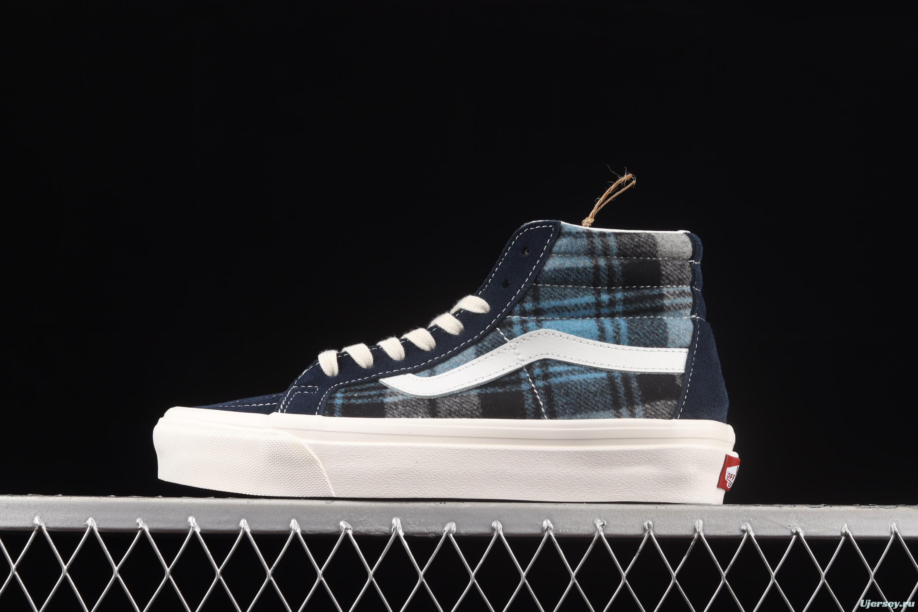 Vans Sk8-Hi 38 Dx Pendleton co-named blue plaid high-top casual board shoes VN0A38GF9GS