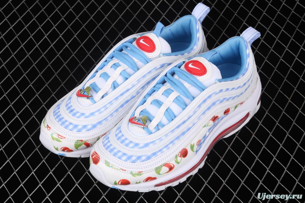 NIKE Air Max 97 summer cherry blue bullet air cushion running shoes CW5806-100