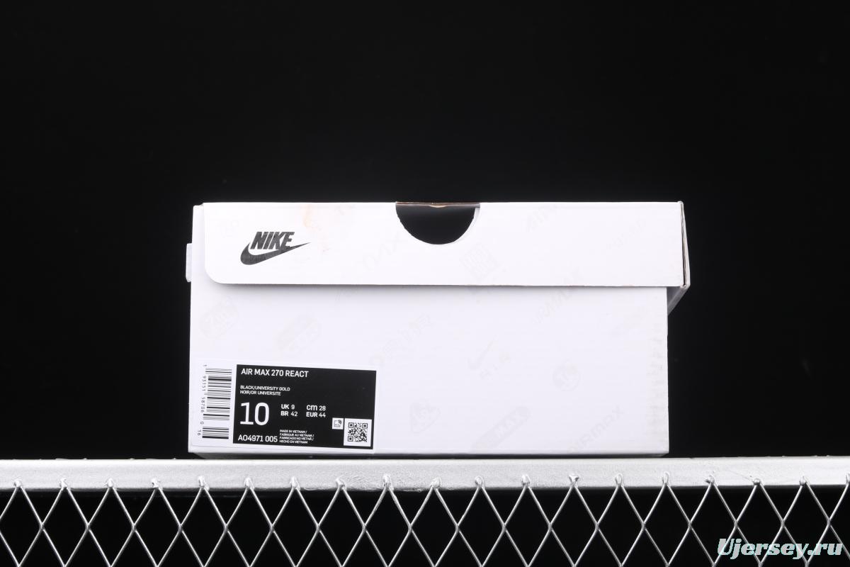 NIKE Air Max 270React new high-frequency mesh function half-palm air cushion cushioning running cloth shoes AO4971-005