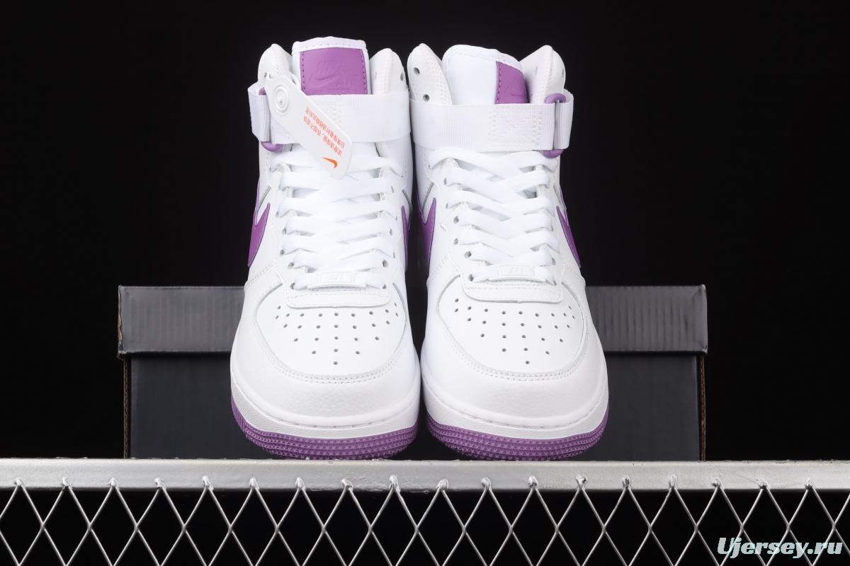 NIKE Air Force 1 High'07 white purple high top casual board shoes 334031-112