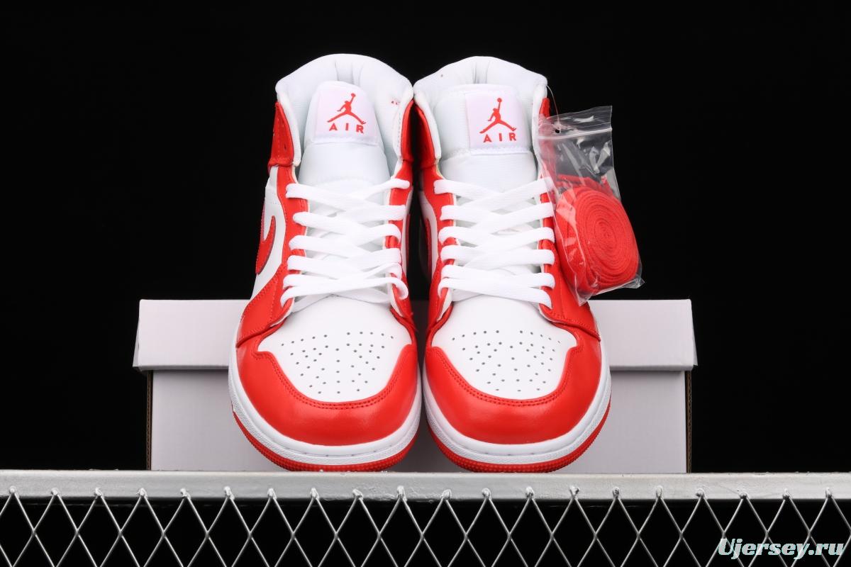 Air Jordan 1 Mid White Orange Zhongbang Leisure Sports Board shoes BQ6472-116