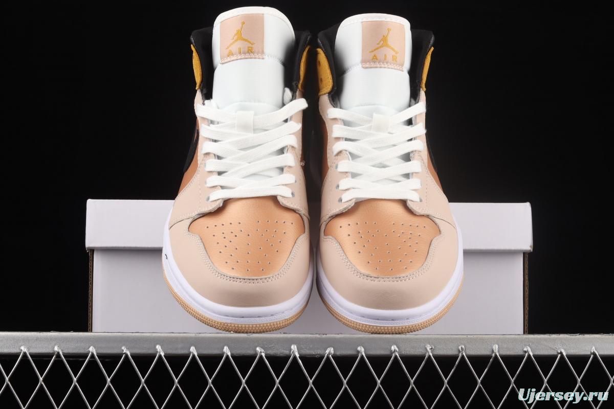 Air Jordan 1 Mid SE Particle Beige rock tea bronze Zhongbang basketball shoes DD2224-200