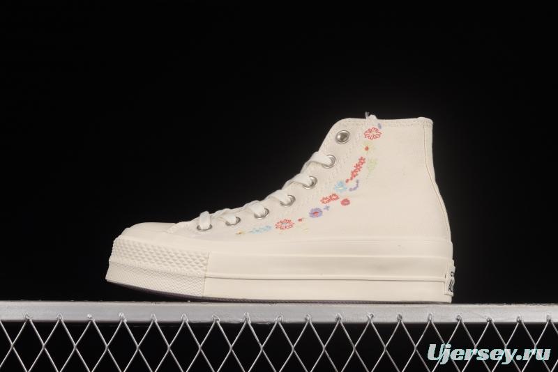 Converse All Star Lift Embroidered Flowers Platform Shoes A01586C