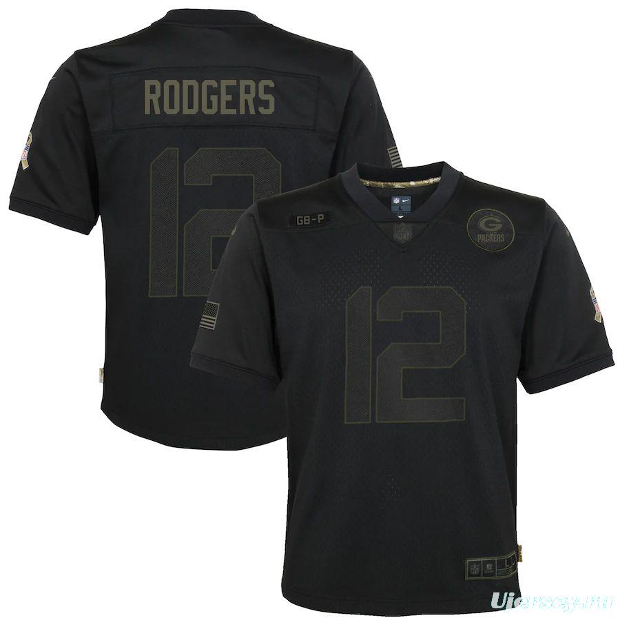 Youth Aaron Rodgers Black 2020 Salute to Service Player Limited Team Jersey