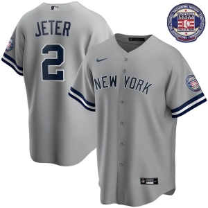 Men's Derek Jeter Gray 2020 Hall of Fame Induction Road Player Name Team Jersey