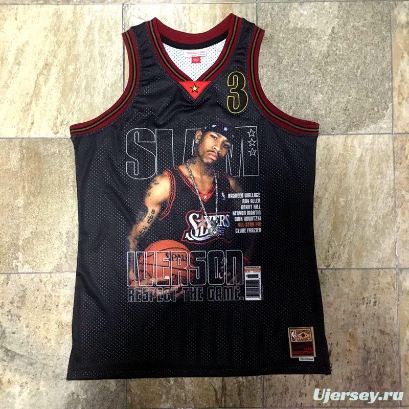 Men's Allen Iverson Black Retro Classic Team Jersey