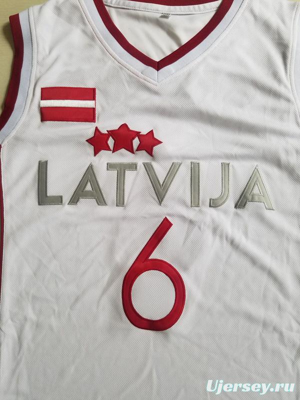 Kristaps Porzingis 6 Latvija White Basketball Jersey