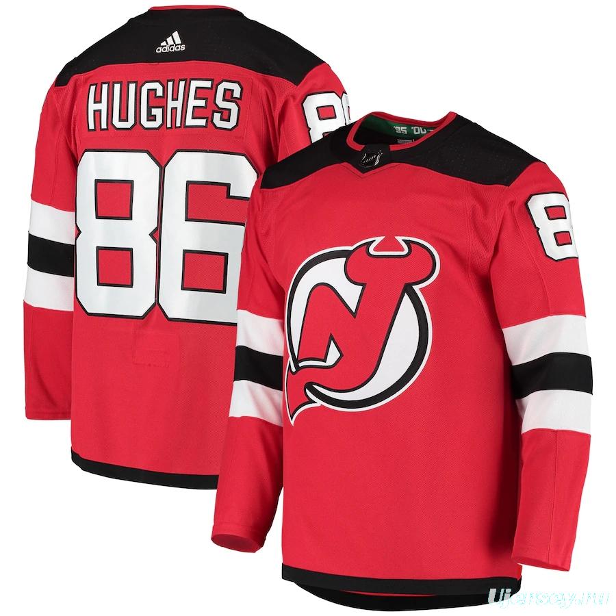 Men's Jack Hughes Red Home Player Team Jersey