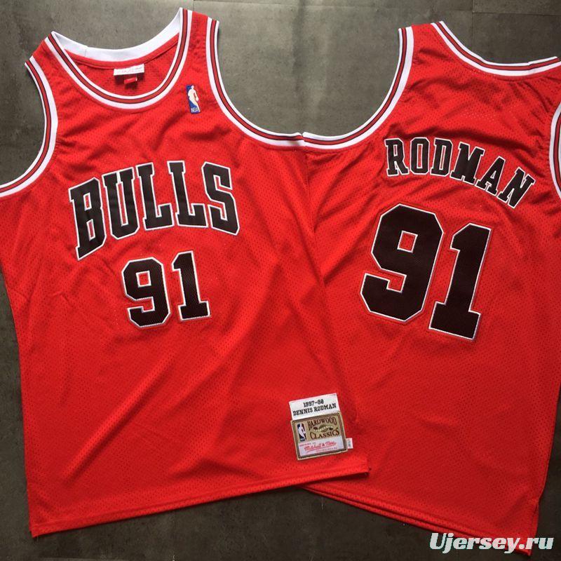 Men's Dennis Rodman Red Retro Classic Team Jersey