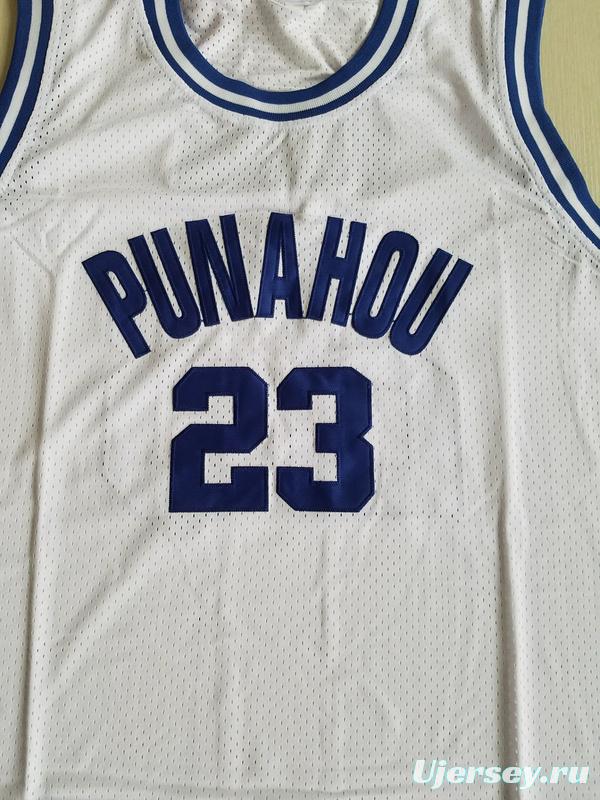 EJ Barack Obama 23 Punahou High White Basketbal Jersey