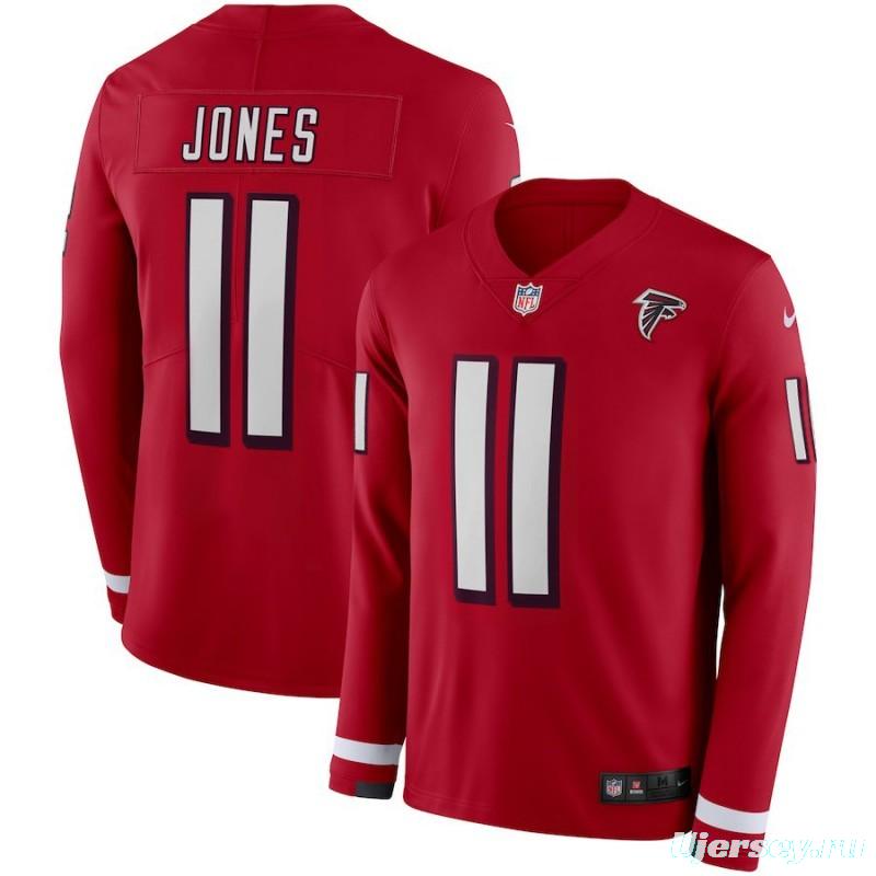 Men's Julio Jones Red Therma Long Sleeve Player Limited Team Jersey