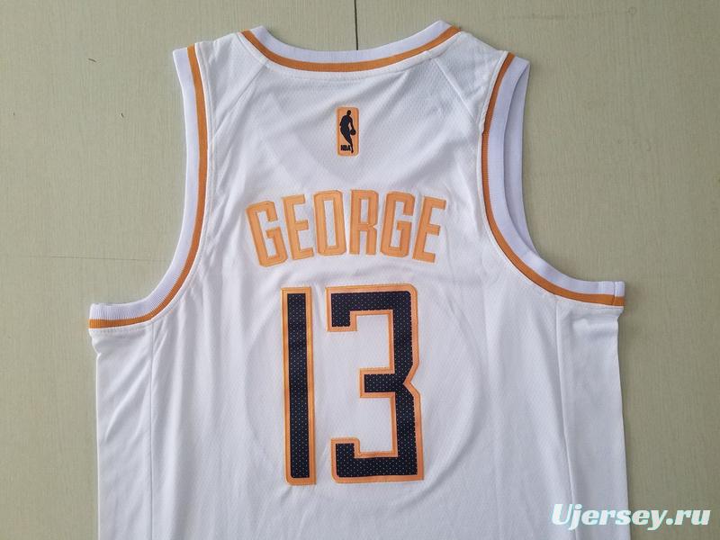 Paul George 13 White Golden Edition Jersey