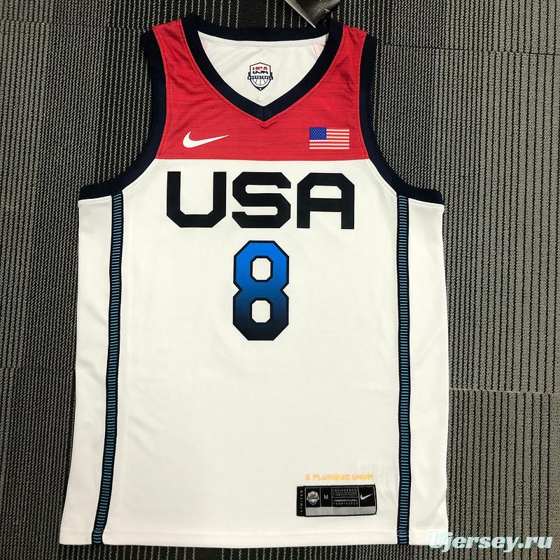 Thai Version Men's Khris Middleton White USA Basketball Player Jersey