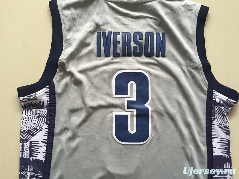 Allen Iverson 3 Hoyas College Gray Basketball Jersey