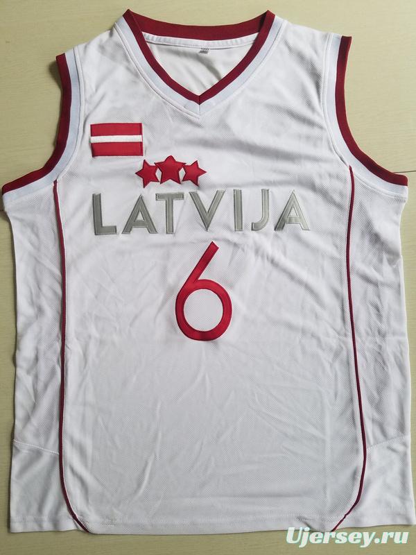 Kristaps Porzingis 6 Latvija White Basketball Jersey