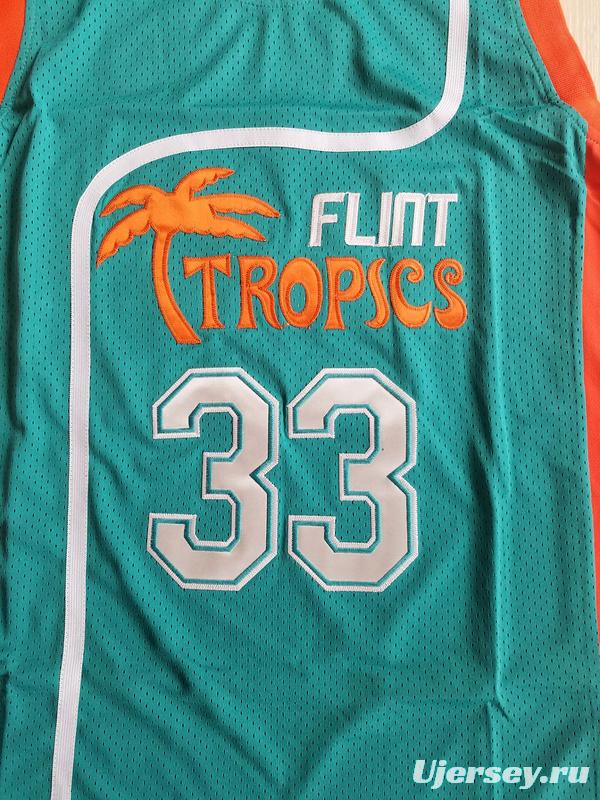 Flint Tropics 33 Jackie Moon Teal Basketball Jersey Semi Pro Team New