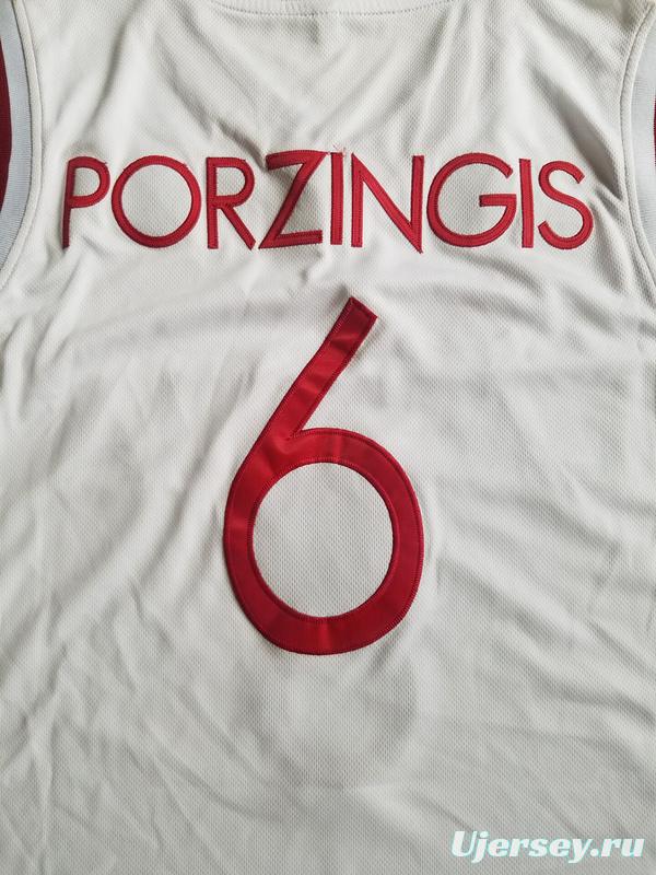 Kristaps Porzingis 6 Latvija White Basketball Jersey