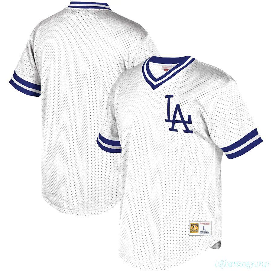 Men's White Mesh V-Neck Throwback Jersey