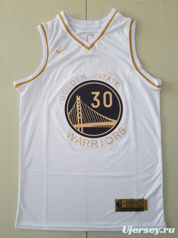 Stephen Curry 30 White Golden Edition Jersey