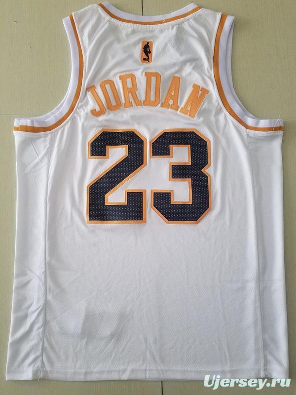 Michael Jordan 23 White Golden Edition Jersey