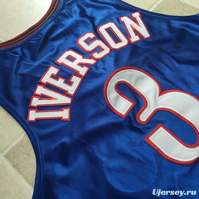 Men's Allen Iverson Blue Retro Classic Team Jersey