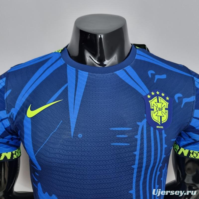 2022 Brazil Player Version Classic Blue Soccer Jersey