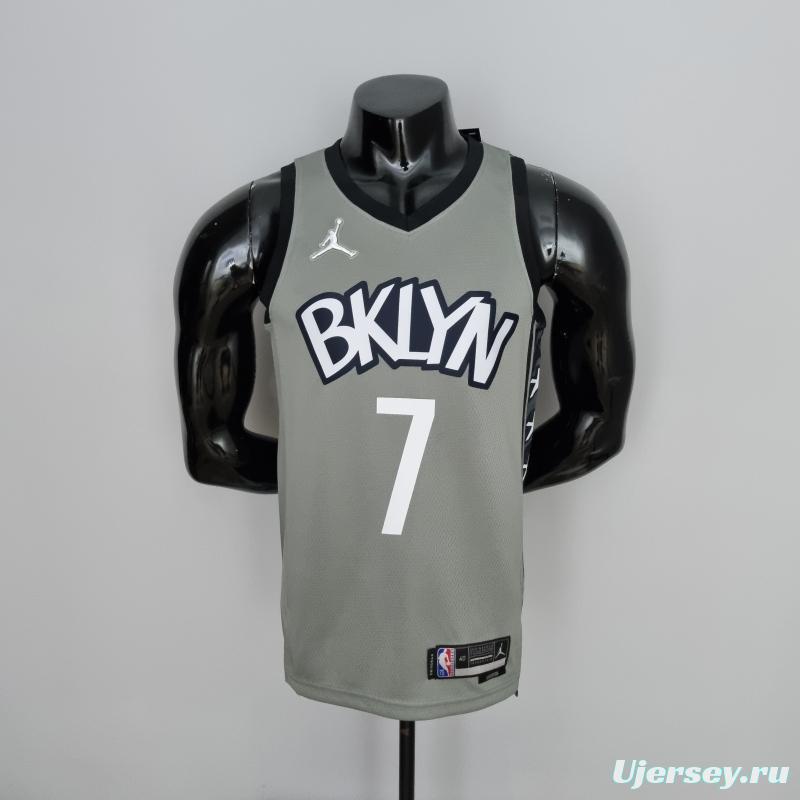 75th Anniversary Durant #7 Brooklyn Nets City Edition Gray NBA Jersey