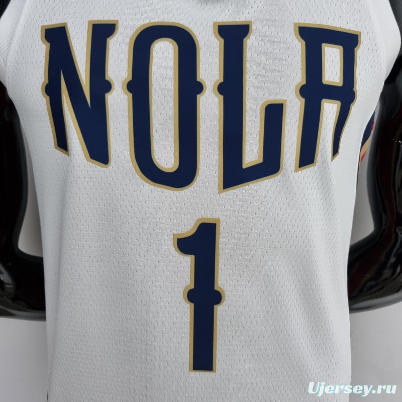 2022 New Orleans Pelicans City Edition Williams #1 White NBA Jersey