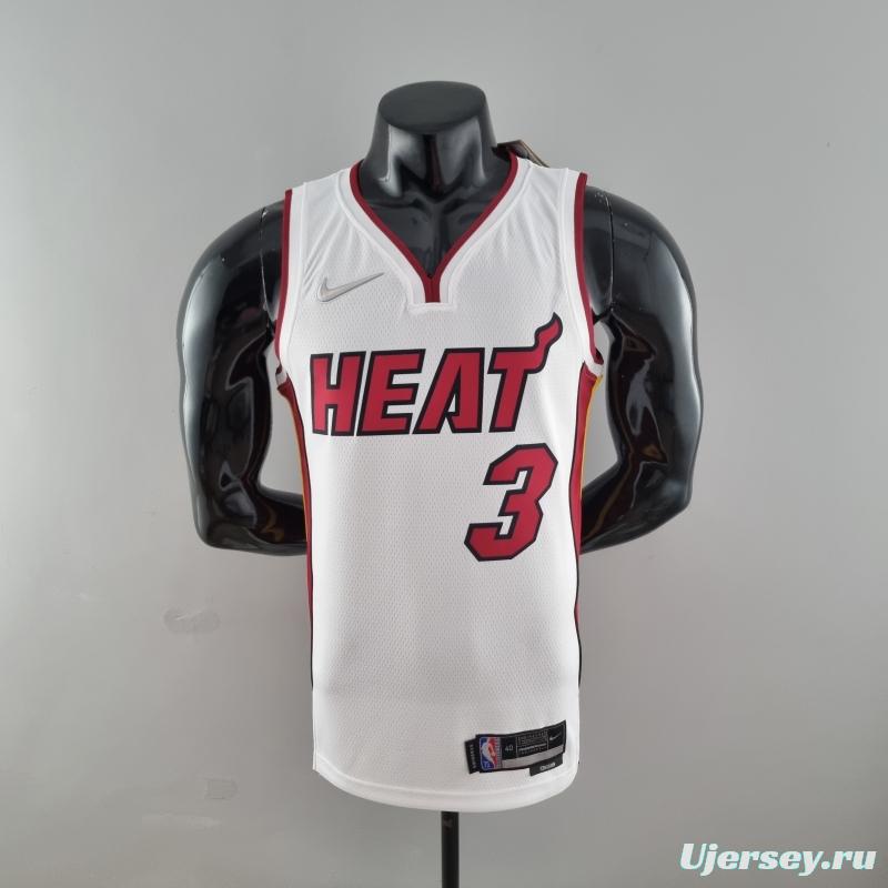 75th Anniversary Miami Heat WADE #3 White NBA Jersey