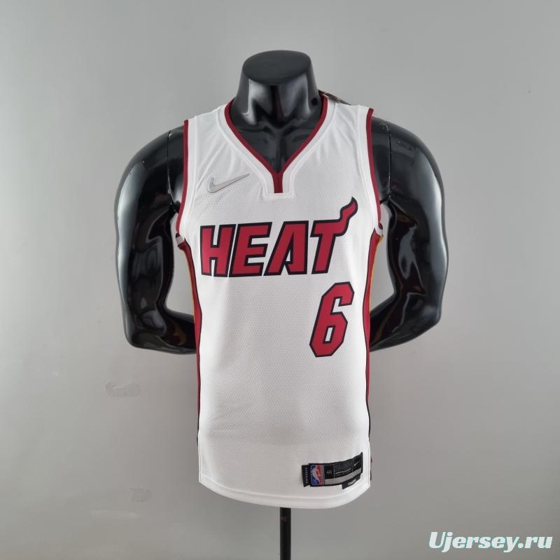 75th Anniversary Miami Heat JAMES #6 White NBA Jersey