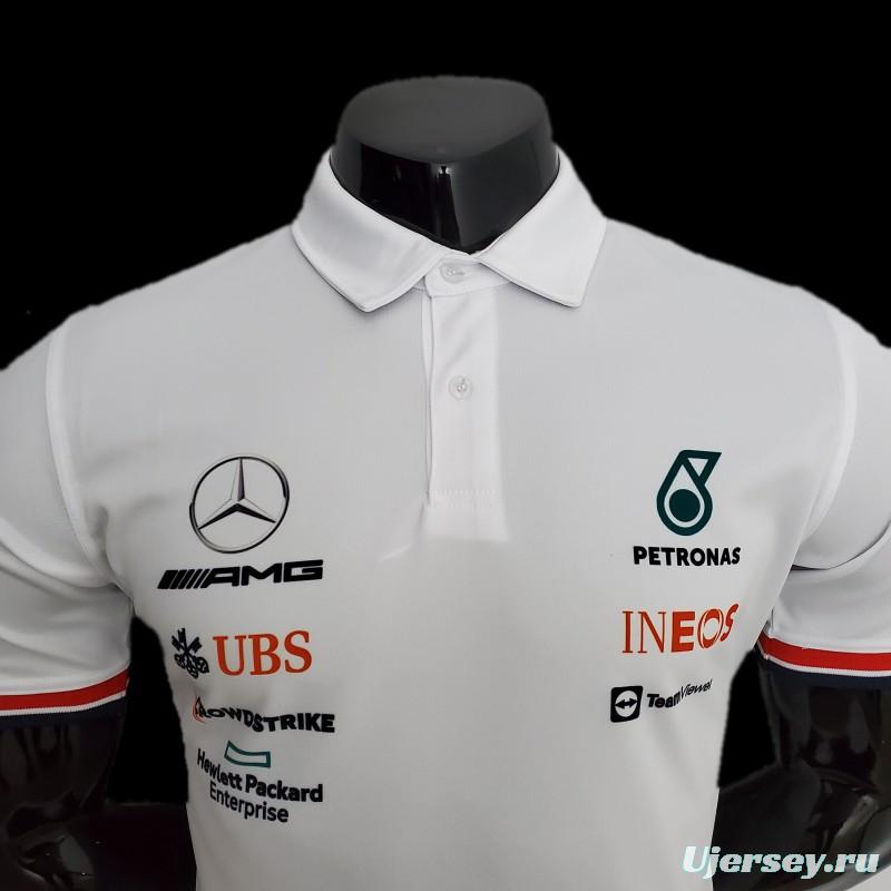 F1 Formula One 2022 Racing Suit Mercedes Polo White 