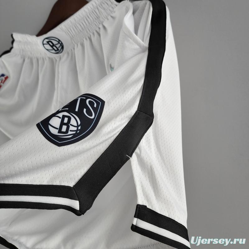 75th Anniversary Brooklyn Nets White NBA Shorts