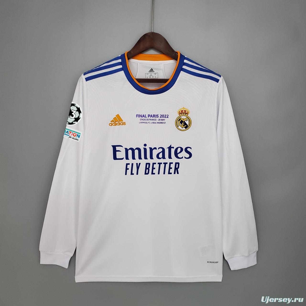 21/22 Real Madrid Final Version Long Sleeve Home Soccer Jersey