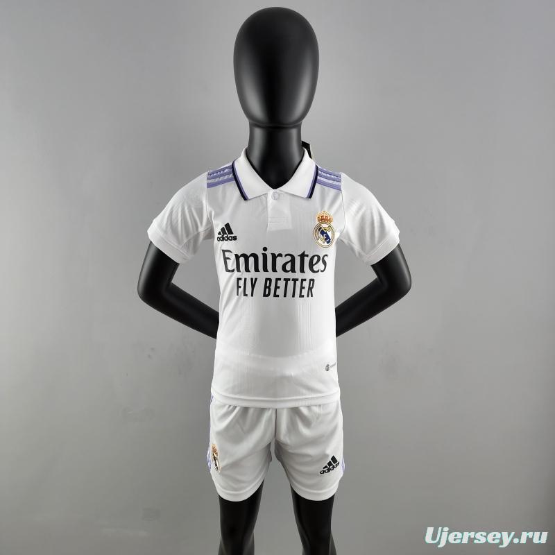 22/23 Kids Kit Real Madrid Home Size：16-28 Soccer Jersey