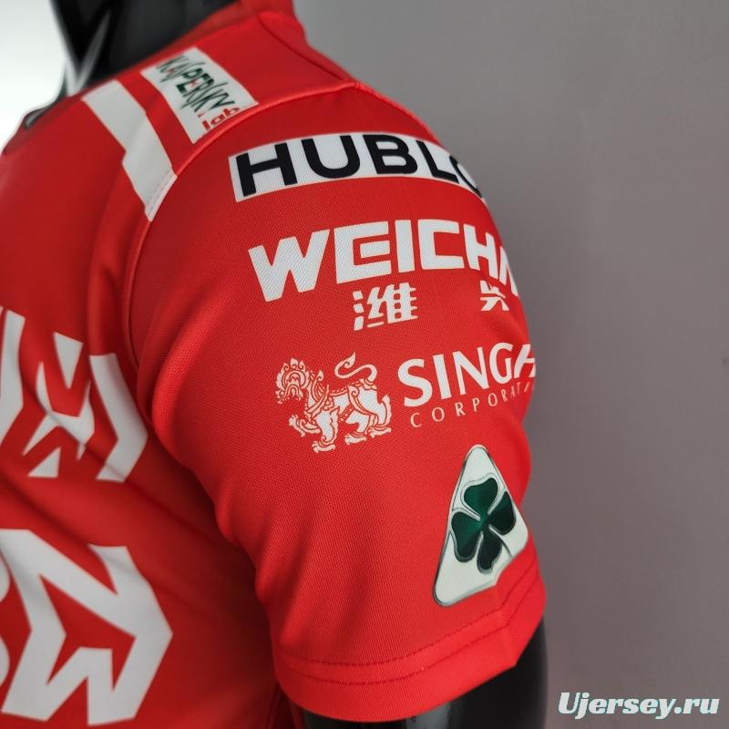 2022 F1 Ferrari  RED T-shirts Full Sponsor #0007