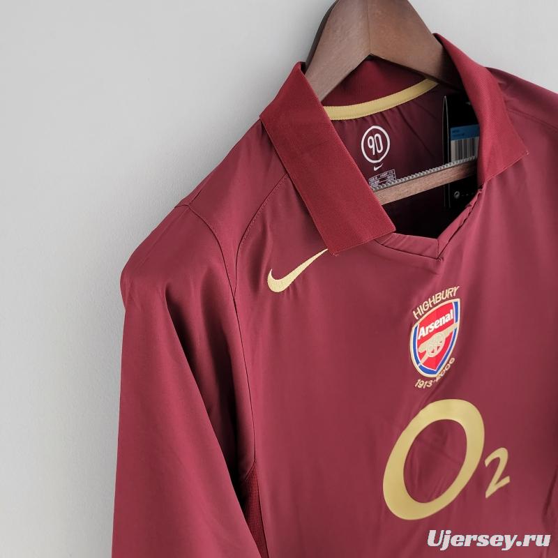 Retro Long Sleeve 05/06 Arsenal Home Soccer Jersey