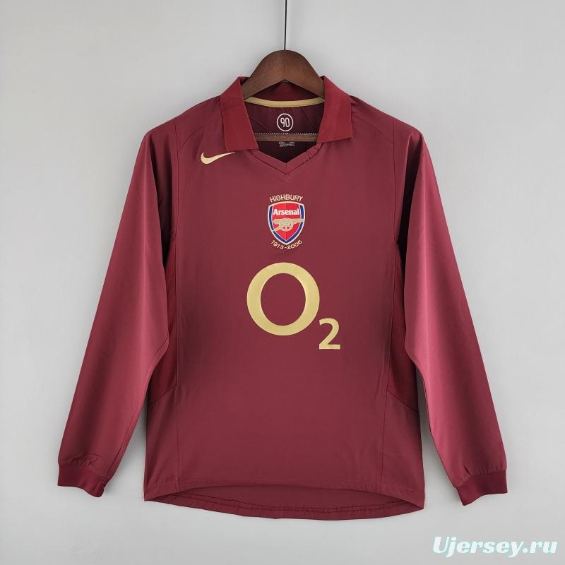 Retro Long Sleeve 05/06 Arsenal Home Soccer Jersey