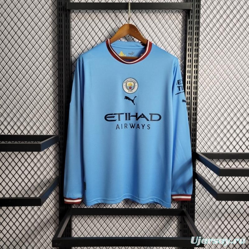 22/23 Manchester City Home Long Sleeve Soccer Jersey