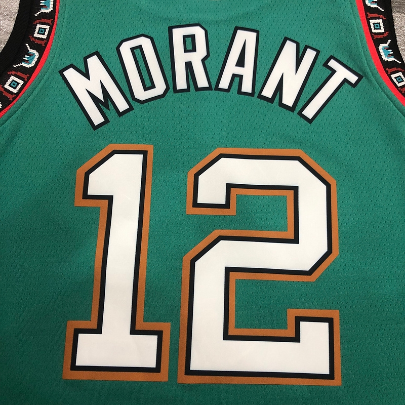 NBA Heat Pressed Men's Green Memphis Grizzlies #12 Ja Morant Basketball Jersey