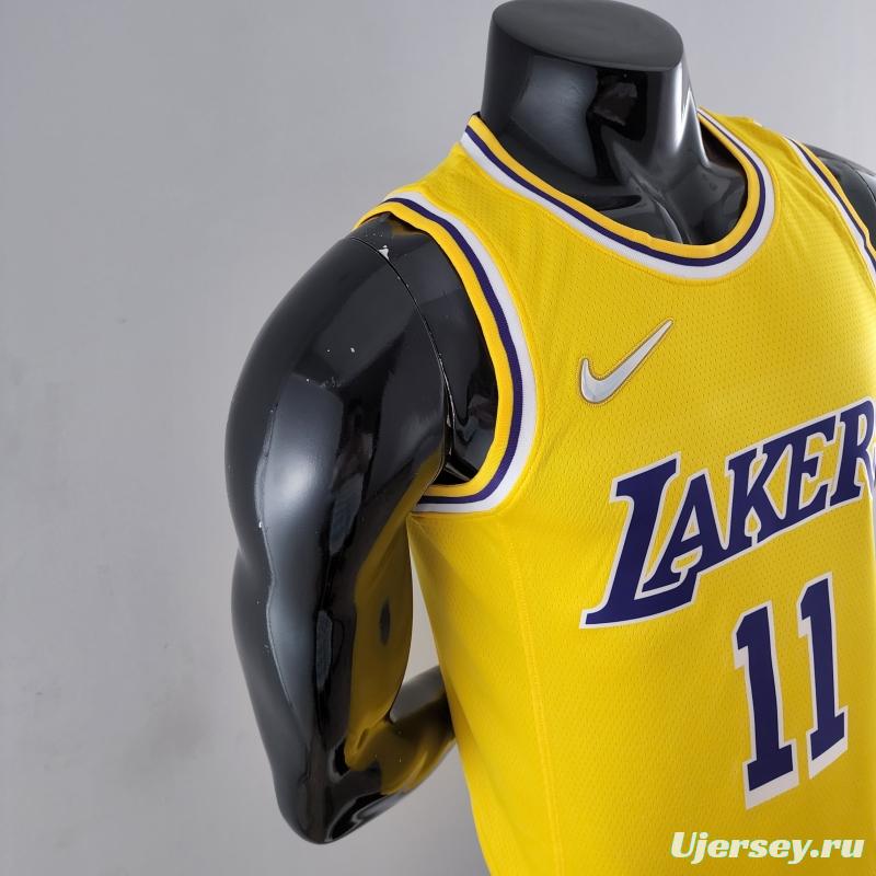 75th Anniversary IRVING #11 Los Angeles Lakers Yellow NBA Jersey