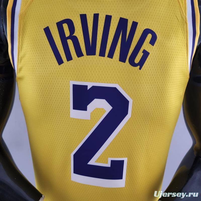 75th Anniversary IRVING #2 Los Angeles Lakers Yellow NBA Jersey