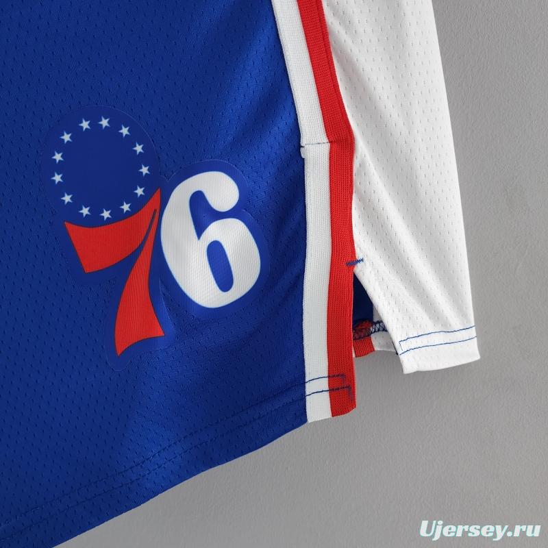 75th Anniversary Philadelphia 76ers NBA Shorts Blue White