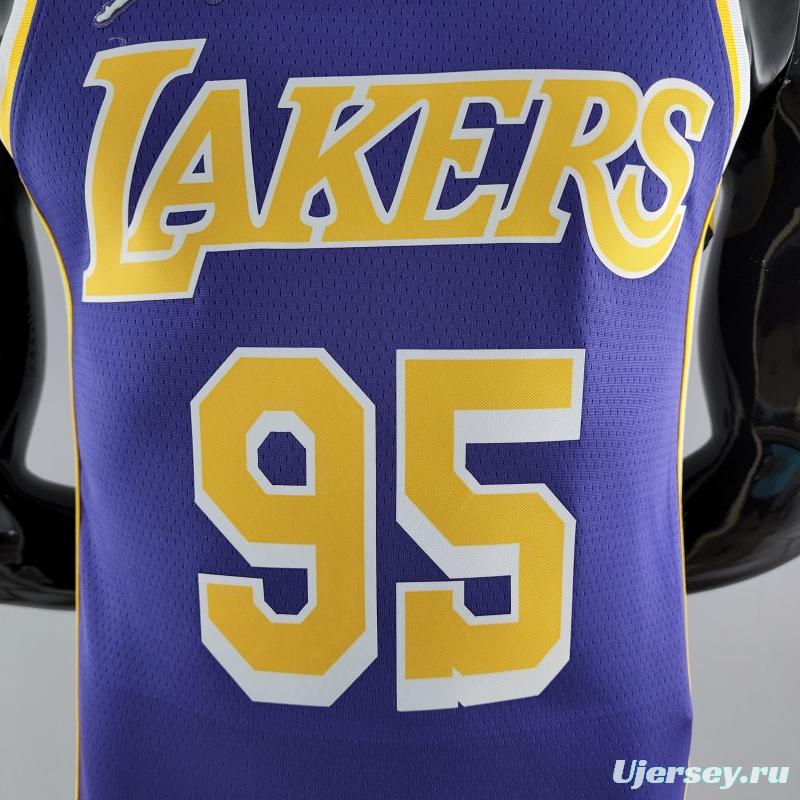 75th Anniversary TOSCANO #95 Los Angeles Lakers Jordan Purple NBA Jersey