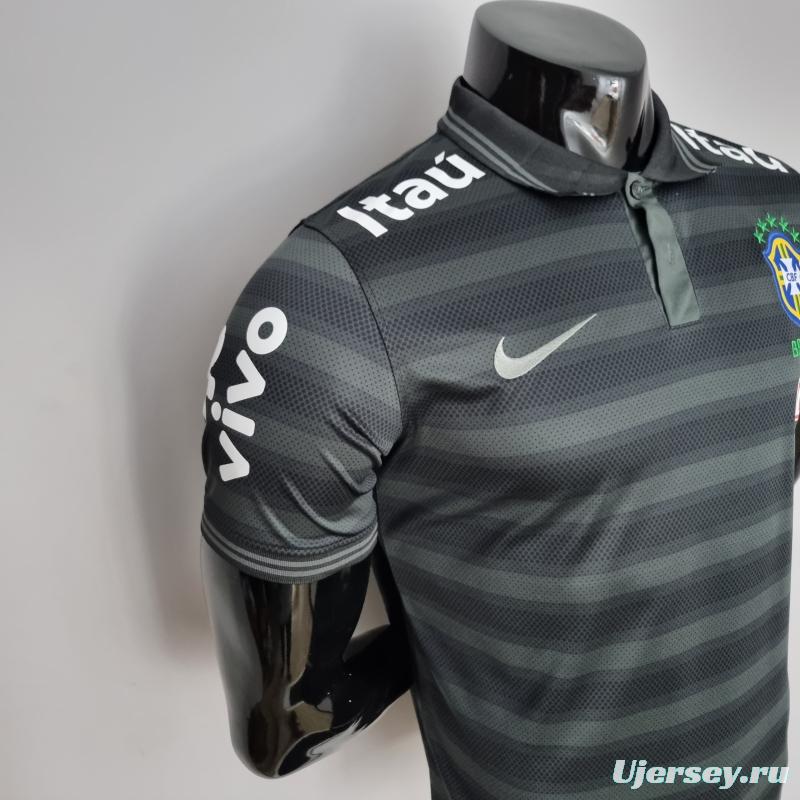 2022 Brazil Polo Black Stripe Jersey