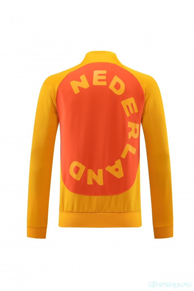 2022 Netherlands Yellow Full Zipper Tracksuit