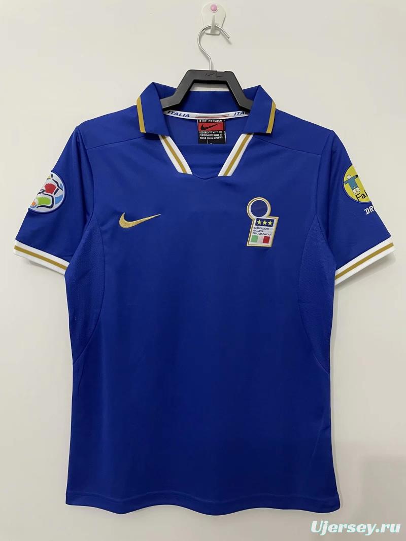 Retro 1996 Italy Home With 96 EURO Patch Soccer Jersey