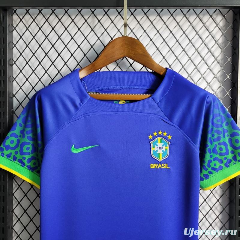 2022 Brazil Away Kids Size 16-28 Soccer Jersey